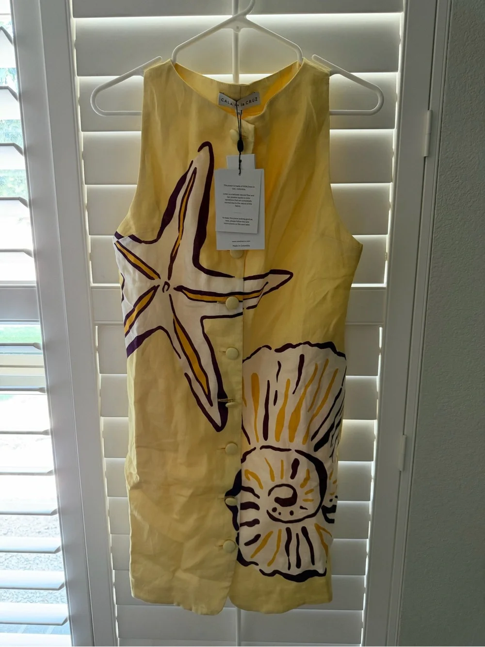 Chalayan Yellow Seashell Print Sleeveless Shift Dress